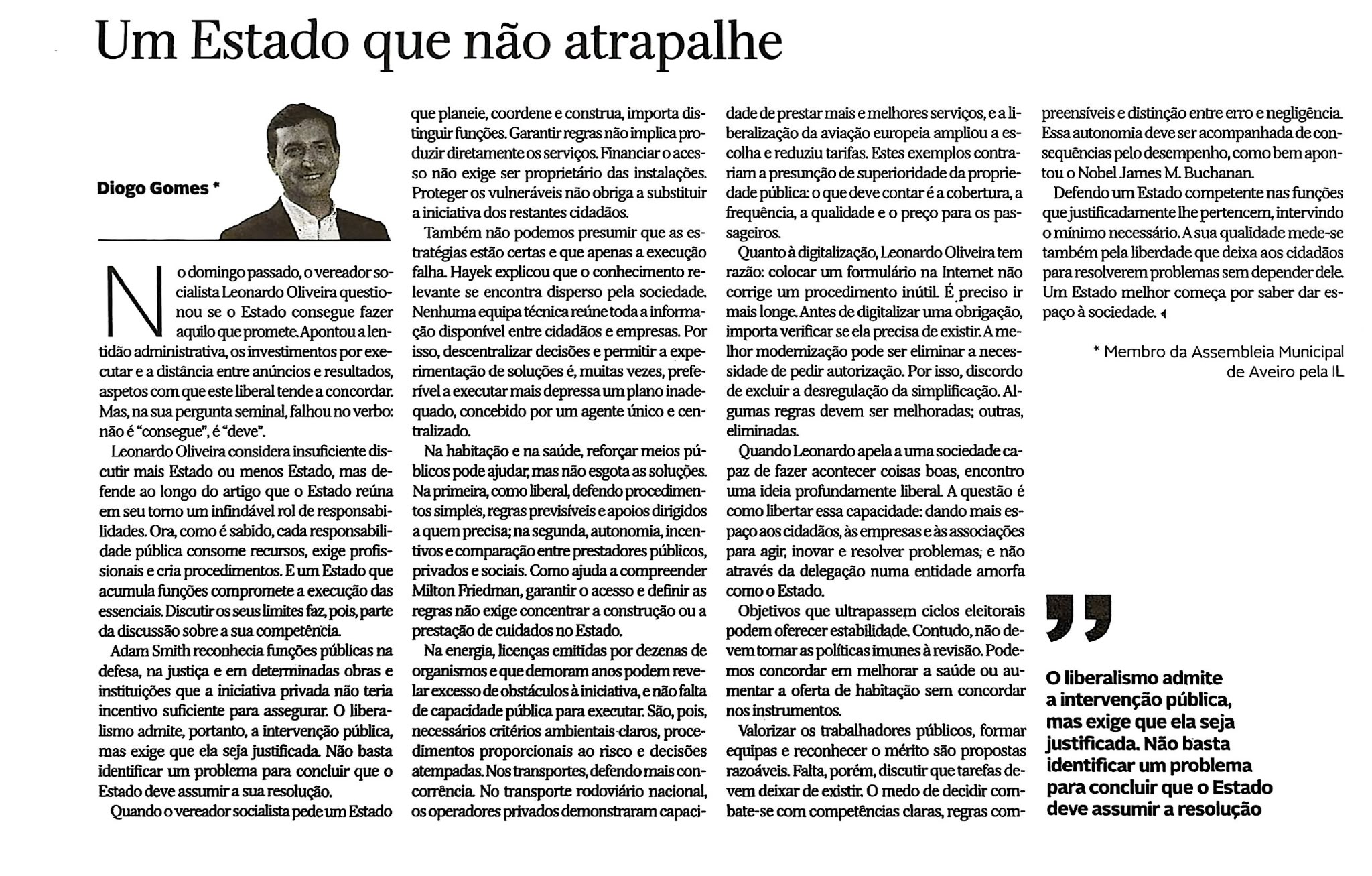 Um Estado que não atrapalhe